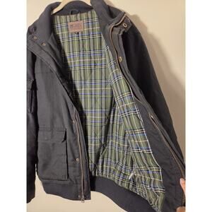 Matix Jacket Casual Insulated Plaid Lining Gray Mens L Canvas Cotton Utility